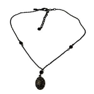 16-18" Gunmetal Silver / Gray Chain Pendant Necklace - Signed LR
